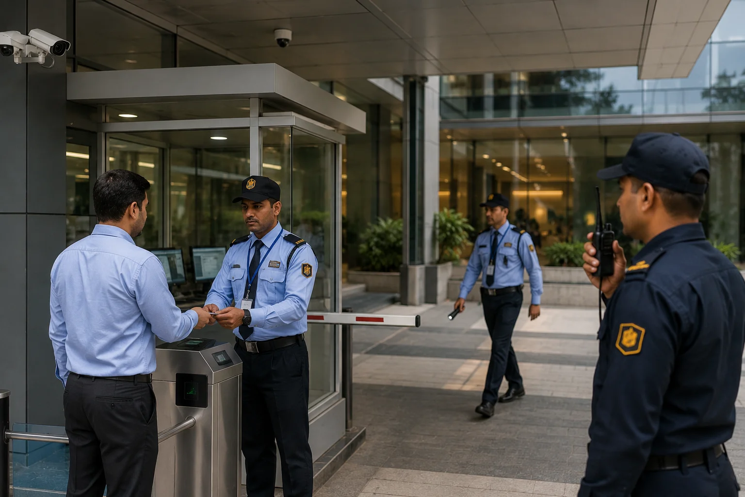 Professional team discussing operations in a corporate setting