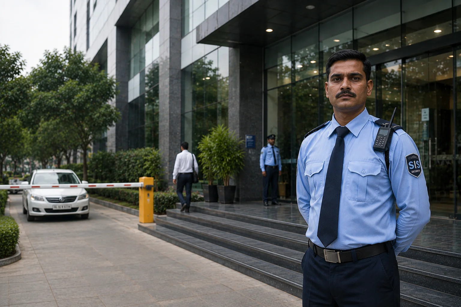 Professional security personnel in a corporate environment